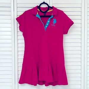 U.S. Polo Assn. Pink Drop Waist Polo Shirt Dress. Vintage. Y2K. Large Logo. XL